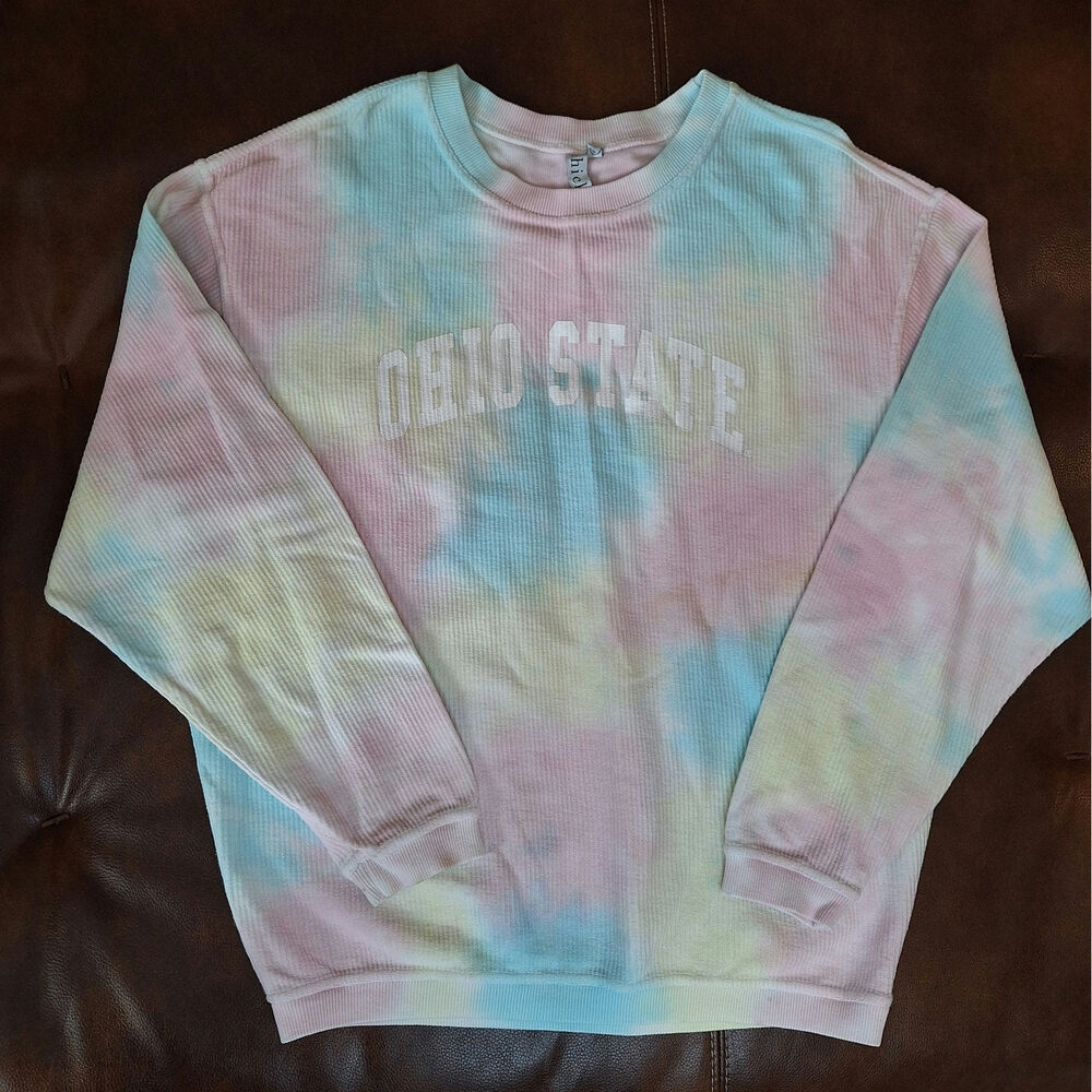 Chicka-d Ohio State Buckeyes Tie-Dye Waffle Knit Sweatshirt - Small - NWOT